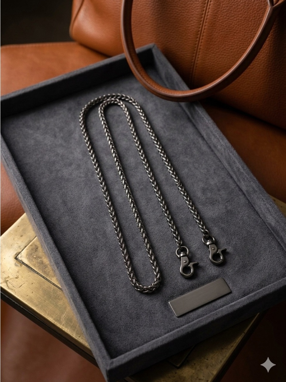 Gunmetal Braided Chain Strap - Dark Gray